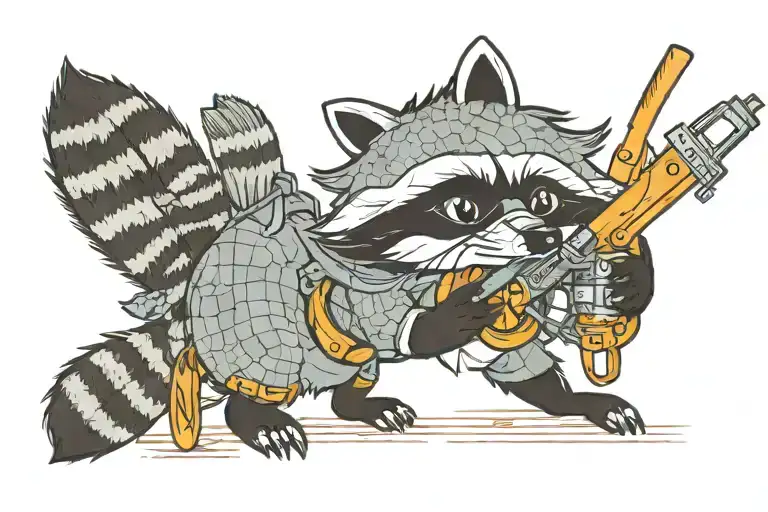 raccoon crocheting tattoo design idea