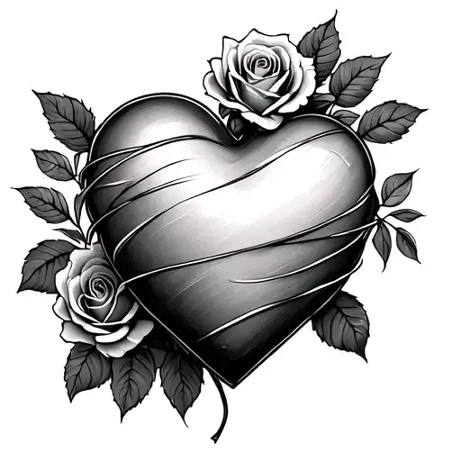 A Wrapped Heart and Rose tattoo design idea