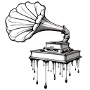melting gramophone tattoo design idea