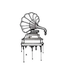 melting gramophone tattoo design idea