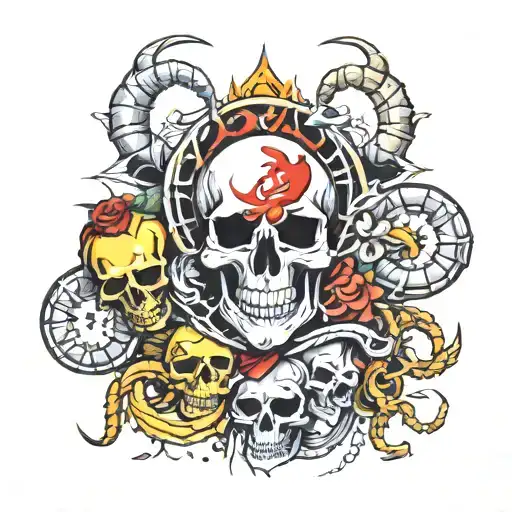 skull and scorpion surrounded tattoo design idea