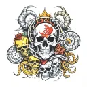 skull and scorpion surrounded tattoo design idea