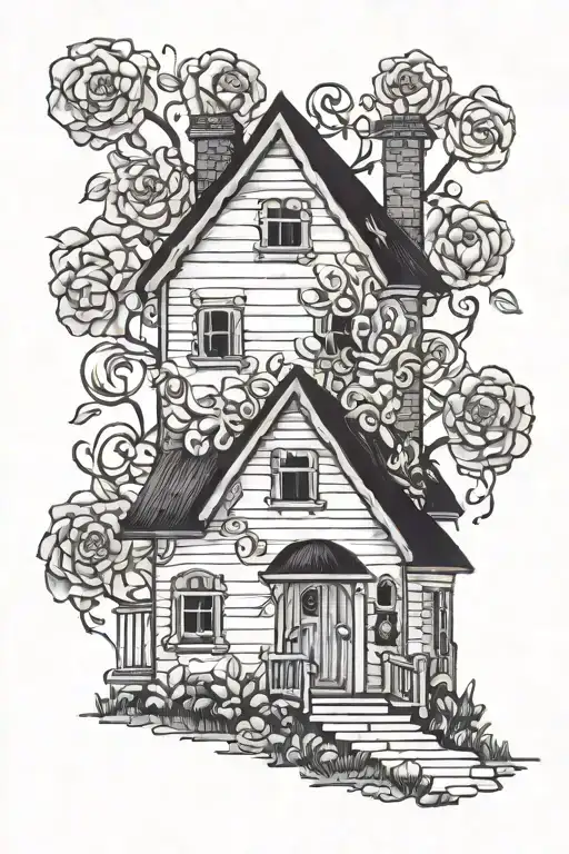 house full of love tattoo design idea