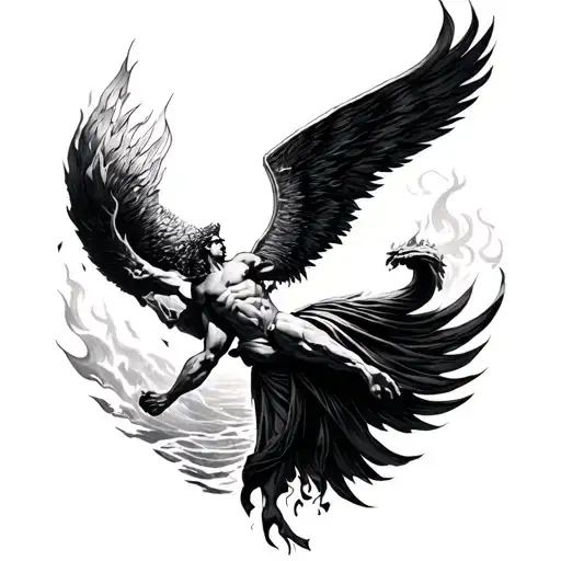 Prometheus god of fire with god of the sea tattoo design idea