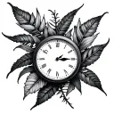 plant DNA double helix with clock face tattoo design idea