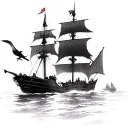 Jack sparrow arriving at port on siking ship tattoo design idea