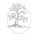 tiny weeping willow tree tattoo design idea