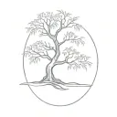 tiny weeping willow tree tattoo design idea