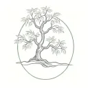 tiny weeping willow tree tattoo design idea