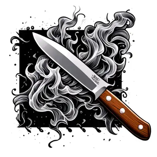 BBQ knife for smoke tattoo design idea