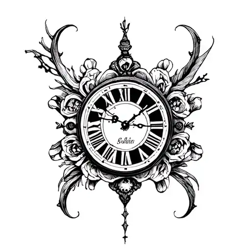 memento mori clock face tattoo design idea