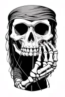 skeleton hand holding strings with puppet master tattoo design idea