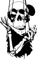 skeleton hand holding strings with puppet master tattoo design idea