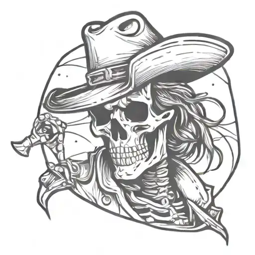 pirata cowboy skeleton tattoo design idea