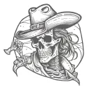 pirata cowboy skeleton tattoo design idea