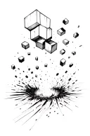 hollow cubes falling into black hole tattoo design idea