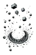 hollow cubes falling into black hole tattoo design idea