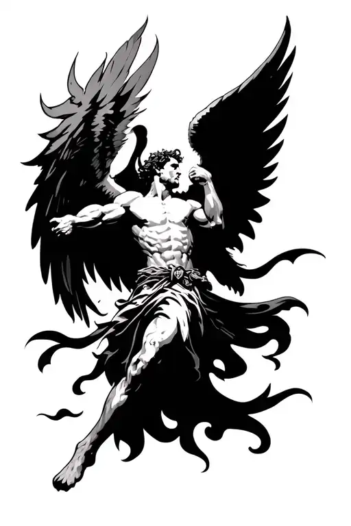 Saint Micheal The Archangel Michael fighting tattoo design idea