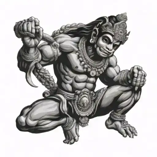 lord hanuman gada tattoo design idea