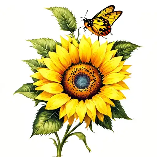 SUNFLOWERS AND YELLOW LADYBIRD tattoo design idea