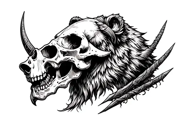 Viking bear skull tattoo design idea