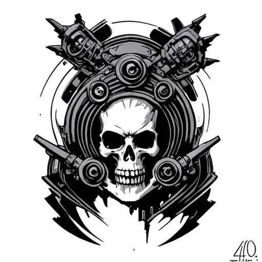 Servo skull 40k universe tattoo design idea