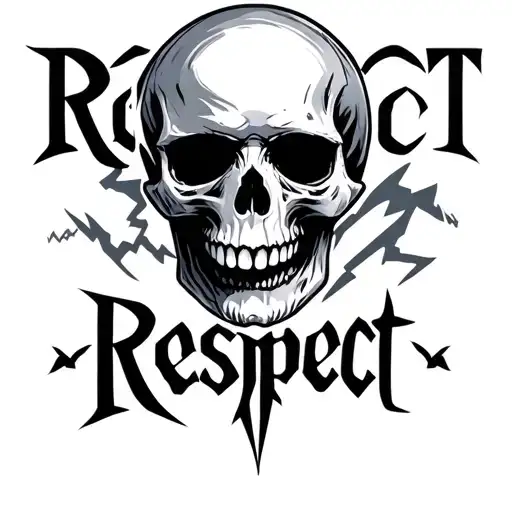 respect skull lightning graphic design tattoo design idea