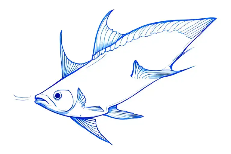 blue tang side profile tattoo design idea