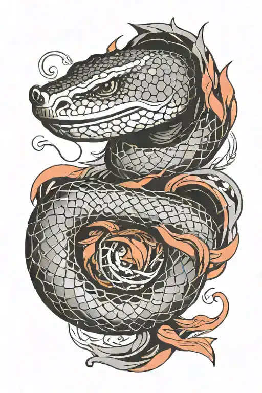 snake and coral trout tattoo design idea