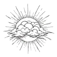 Clouds and Sun rays tattoo design idea