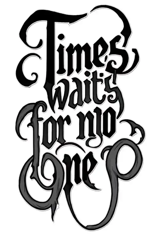 gothic text 'times waits for no one' incorporated into the design two fonts tattoo design idea