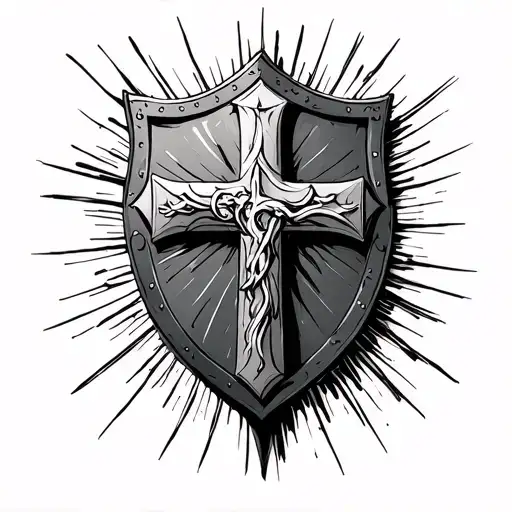 Psalm 91, shield, cross tattoo design idea