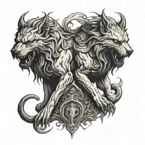 Cerberus guarding the gates tattoo design idea