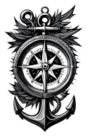 compass and anchor tattoo design idea