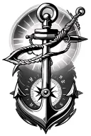 compass and anchor tattoo design idea