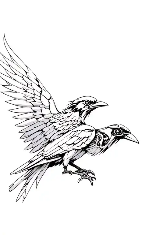 mechanical crow schematic with its wings outstretched tattoo design idea