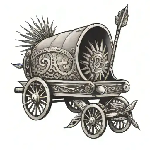 ancient indian cart, Sun and arrow tattoo design idea