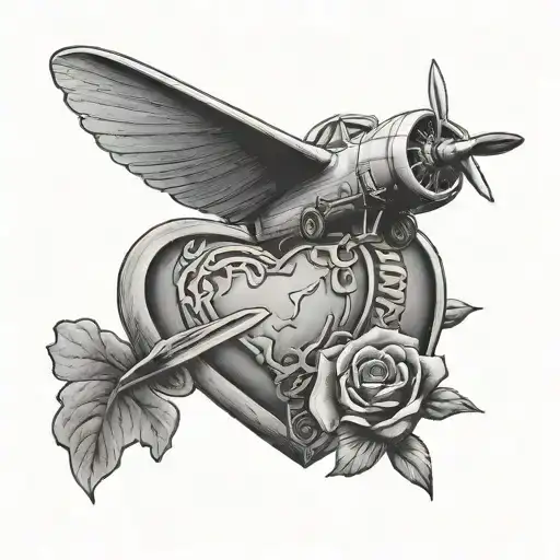 yorkshire heart plane flying over the tattoo design idea