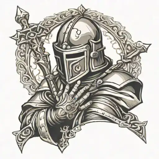 crusader knight praying hands tattoo design idea