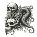 human skeleton as a uroboros snake tattoo design idea
