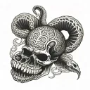 human skeleton as a uroboros snake tattoo design idea