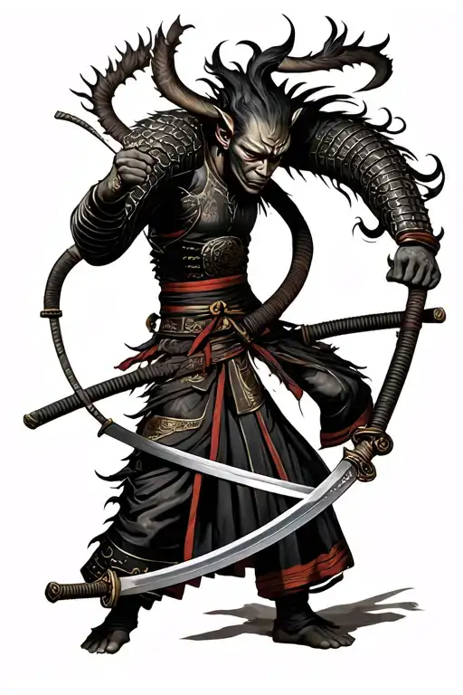 Asura / Samurais Wielding Katanas tattoo design idea