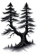 forest geometry tree tattoo design idea