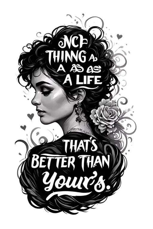 quote that says "No such thing as a life thats better than yours" on the back tattoo design idea