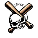 skull baseball bat tattoo design idea