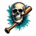 skull baseball bat tattoo design idea