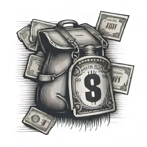 Money Bag and a street sign tattoo design idea