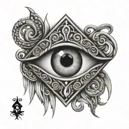 Shibari evil eye tattoo design idea