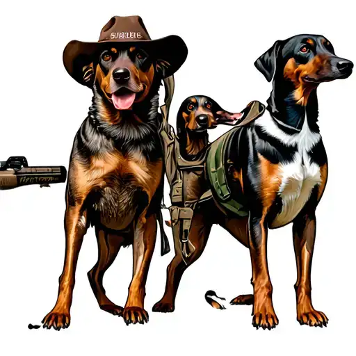 duck hunting man and dog tattoo design idea