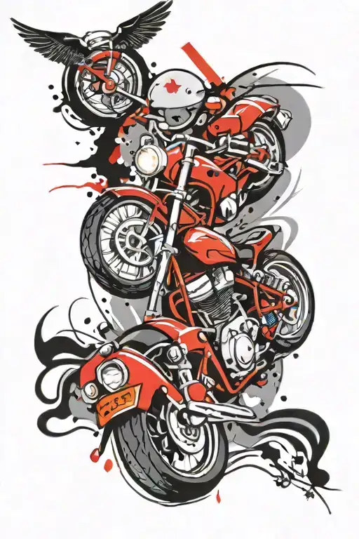 Design a tattoo for a person who loves riding motorcycles, listening to music, travelling, and he is a lawyer  tattoo design idea